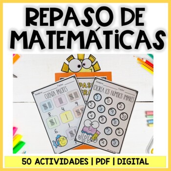 Preview of Math Summer Review in Spanish | Hojas trabajo matemáticas | Repaso de verano