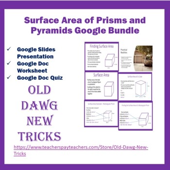 Preview of Math: Surface Area of Prisms and Pyramids Google Bundle