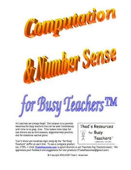Preview of Math Survey/PreTest - Computation & Number Sense for Busy Teachers
