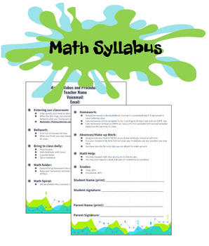 Preview of Math Syllabus