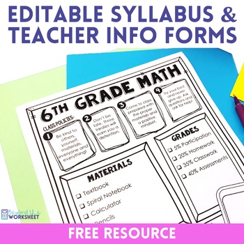 Preview of Math Syllabus and Meet the Teacher Templates