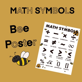 Preview of Math Symbols Poster! Bee Theme!