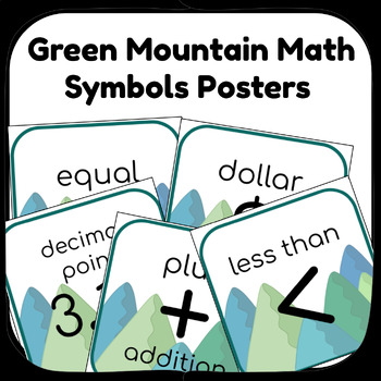 Preview of Math Symbols Posters - Green Mountain Theme