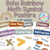 Math Symbols Posters with a Boho Rainbow Neutral Theme K-3