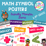 Math Symbols Posters with a Friendly Monster Theme K-3rd Grade