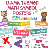 Math Symbols Posters with a Llama Alpaca Theme K-3rd Grade
