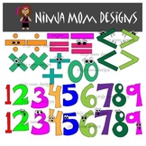 Math Symbols and Number Clip Art in Color and Black Line
