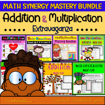 Preview of Math Synergy Mastery Bundle: Addition & Multiplication : Charts, Coloring, &More