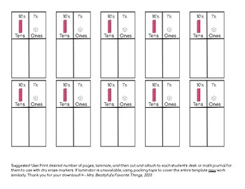 Preview of Math T-Chart for Place Value (10s and 1s)