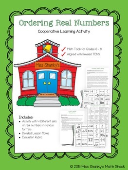 Preview of Math TEKS 8.2D Ordering Real Numbers Group Activity