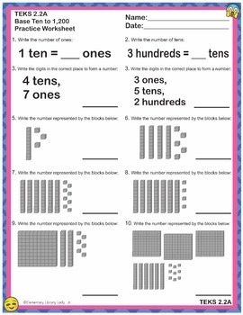 Math TEKS BUNDLE 2.2A Texas 2nd Grade Task Cards & Practice Worksheets