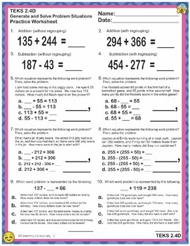 Math TEKS 2.4 AD BUNDLE Texas 2nd Grade 20 Worksheets  TpT