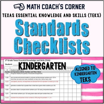Preview of Math TEKS Checklists, Kindergarten
