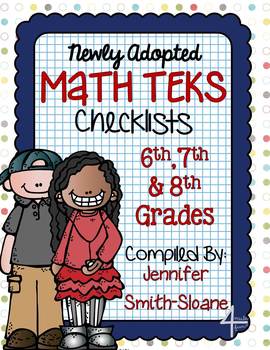 Preview of FREEBIE Math TEKS Checklists for 6th, 7th and 8th Grade