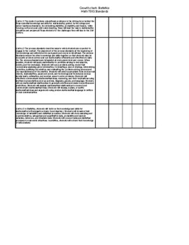 Preview of Math TEKS Standards Checklist for Statistics (TX)