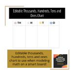 Math TH, H, T, O Place Value Chart Template (with moveable