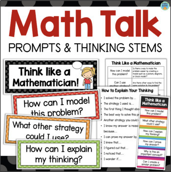 Preview of Math Talk Posters Prompts and Thinking Stems Reference Sheet