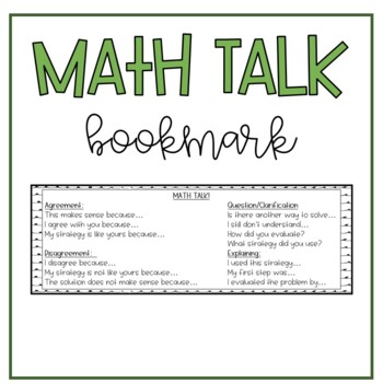 Preview of Math Talk Bookmark