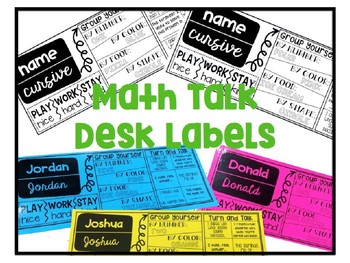 Preview of Math Talk Desk Labels
