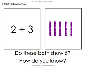 Preview of Math Talk Discussion Cards and Google Slides Kindergarten, 1st Grade, 2nd Grade