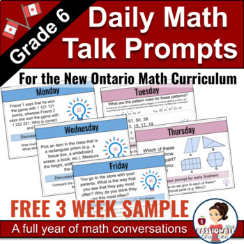 Preview of Math Talk FREE 3 Weeks | Number Talk | Grade 6 New Ontario Math Curriculum