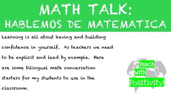 Preview of EDITABLE PPT Math Talk Hablemos de matematica Bilingual Classroom