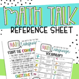 Math Talk - Math is a Language - Reference Sheet and Vocab