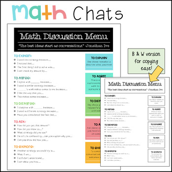 Preview of Math Talk Menu: Promoting Discussion and Discourse