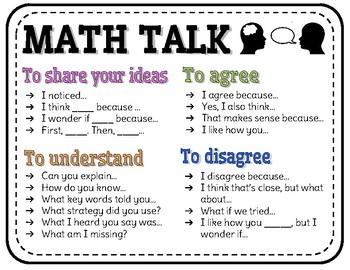 Preview of Math Talk Poster or Handout