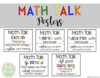 math talk postersmademeredith  teachers pay teachers