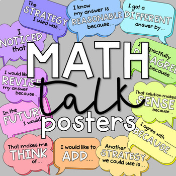 Preview of Math Talk Posters & Clipart for Virtual Classroom - RAINBOW SHADES