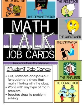 Preview of Math Talk Problem Solving Job Cards for Students