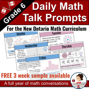 Preview of Math Talk Prompts | Number Talk | Grade 6 New Ontario Math Curriculum