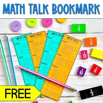 Preview of Math Talk Sentence Starters | Math Talk Bookmark