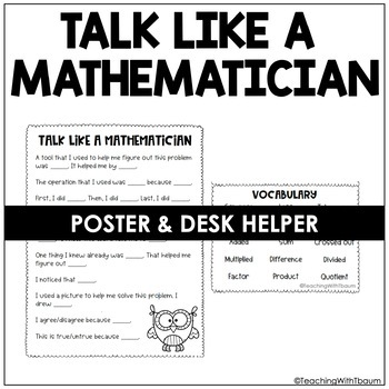 Preview of Math Talk Sentence Stems (Poster & Desk Helper)