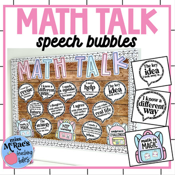 Preview of Math Talk Speech Bubbles | Math Bulletin Board | Math Posters | Calm Retro