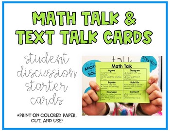 Preview of Math Talk & Text Talk Discussion Cards