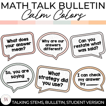 Preview of Math Talking Stems Bulletin Board | Number Talk Conversation Starters | Calm