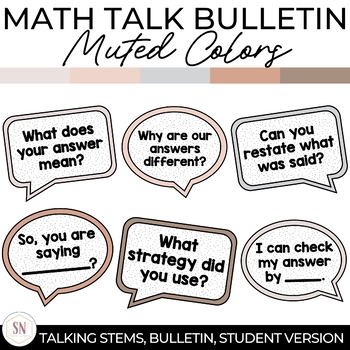 Preview of Math Talking Stems Bulletin Board | Number Talk Conversation Starters | Muted