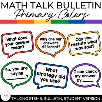Preview of Math Talking Stems Bulletin Board | Number Talk Conversation Starters | Primary
