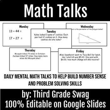 Preview of Math Talks | Full Year Bundle | Editable on Google Slides