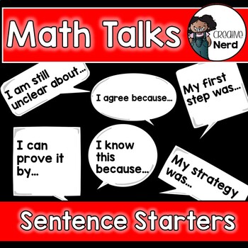 Preview of Math Talks Sentence Starters (FREEBIE)