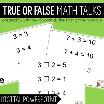 Preview of True False Equations Number Talks Printable AND Digital