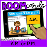 Math Task Boxes Set 3 Boom Cards™: A.M. or P.M.