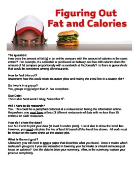 Preview of Math Task - Calories vs Fat