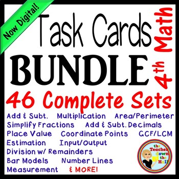 Preview of Math Task Card BUNDLE 49 Sets Over 1100 cards Math Activities NOW Digital
