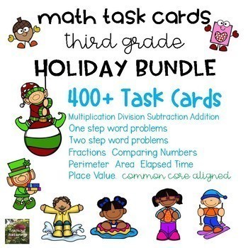 Preview of Math Task Card Holiday BUNDLE (3rd grade) 