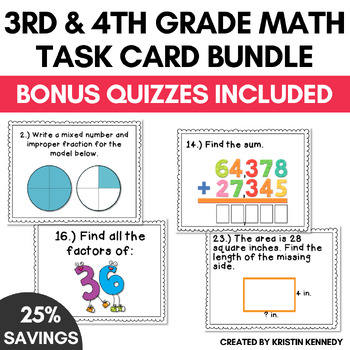 Preview of Math Task Card Mega Bundle {ALL of My 3rd and 4th Grade CC Aligned Sets}