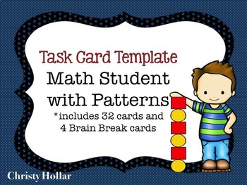 Preview of Math Task Card Template Boy/Patterns for Scoot, Centers, more.