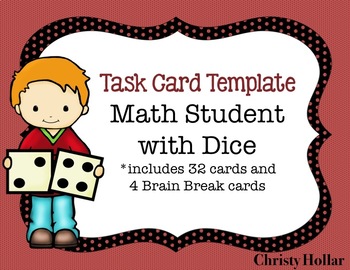 Preview of Math Task Card Template Boy w/Dice for Scoot, Centers, more.